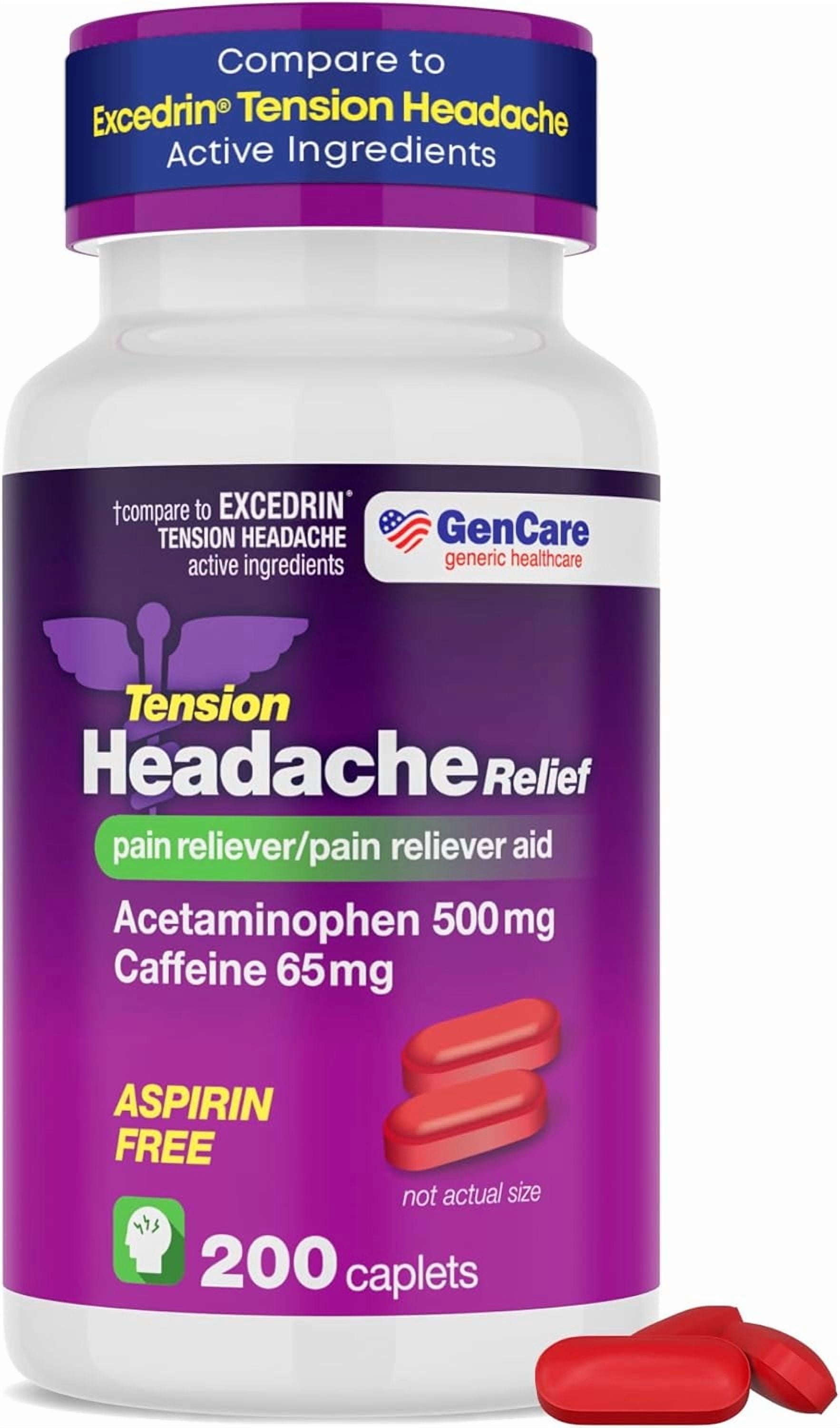 GenCare Tension Headache Relief Acetaminophen 500mg & Caffeine 65mg, 200 Caplets
