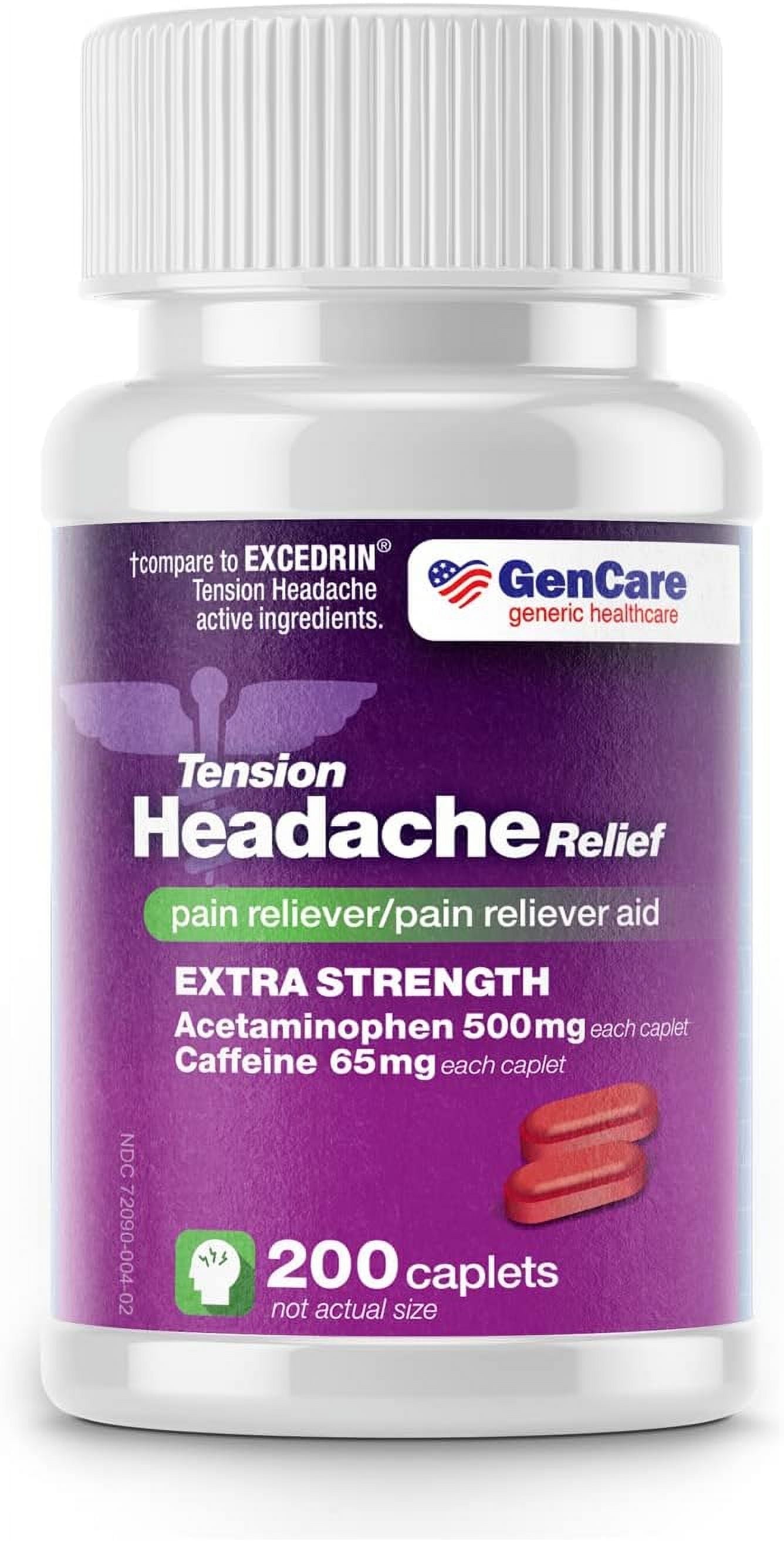 GenCare Tension Headache Relief Acetaminophen 500mg & Caffeine 65mg, 200 Caplets