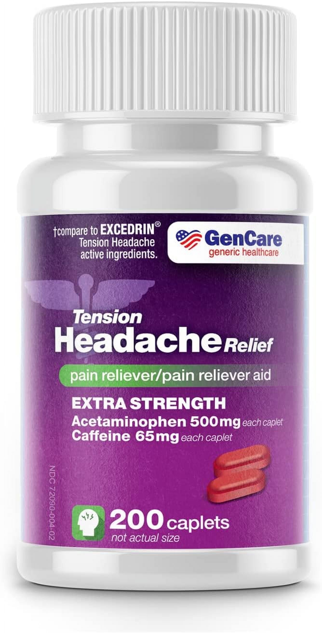 GenCare Tension Headache Relief Acetaminophen 500mg & Caffeine 65mg, 200 Caplets