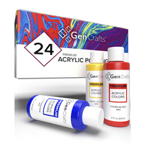 GenCrafts 2 oz Multi-Color Semi-Gloss Acrylic Craft Paint (24 Piece Bottles)