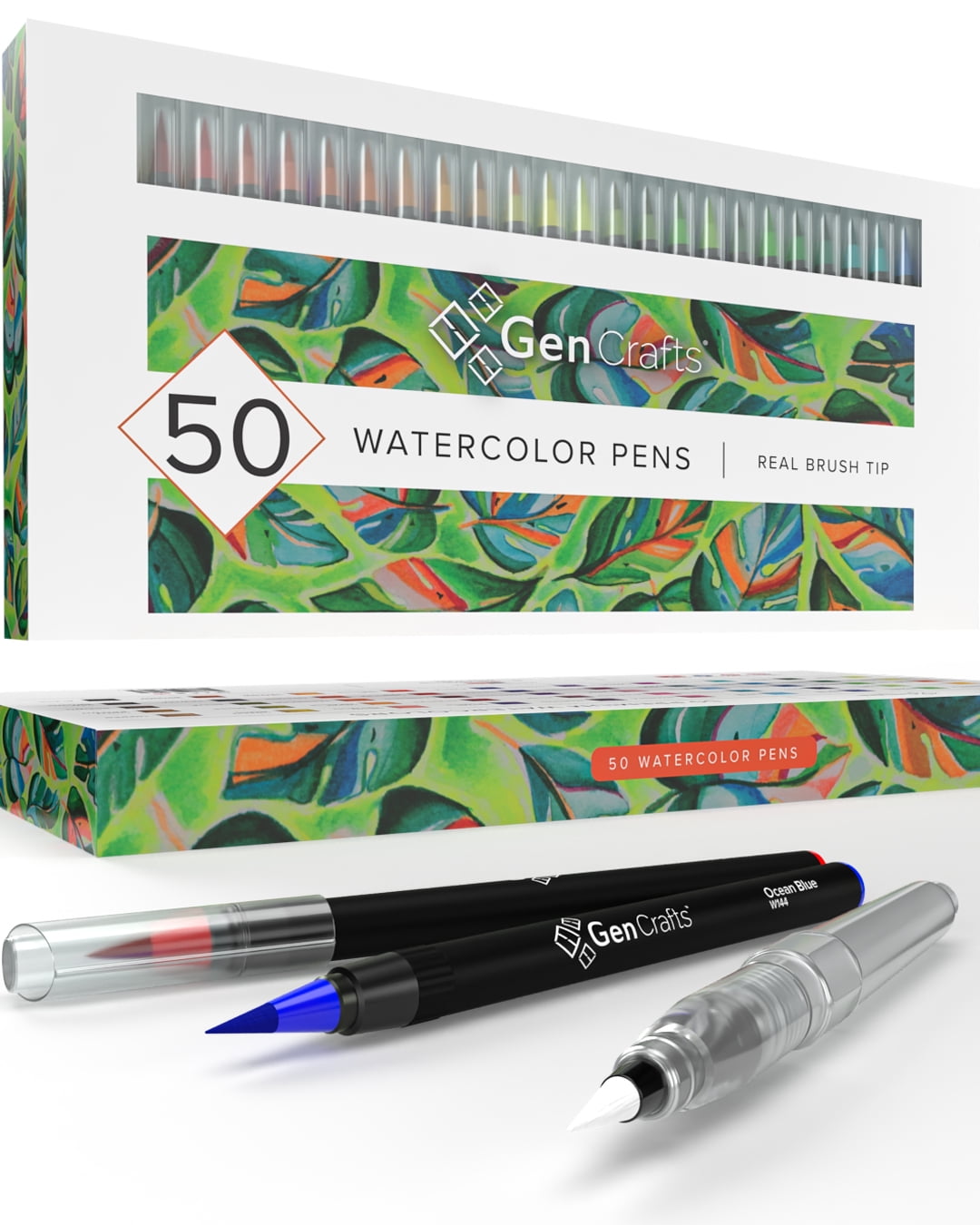 Watercolor Brush Pens by Genuine Crafts - Set of 50 Premium Colors - Real Brush