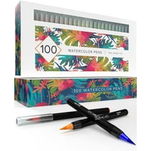 GenCrafts Watercolor Brush Pens, Set of 100 Colors, Real Brush Tips