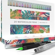 GenCrafts Watercolor Brush Pens, Set of 20, Real Brush Tip Markers