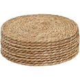 thumbnail image 1 of GenMous & Co.10PCS 13" Woven Placemats Round Rattan Placemats,Natural Hand-Woven Water Hyacinth Placemats,Farmhouse Weave Place Mats,Rustic Braided Wicker Table Mats for Dining Table,Home,Wedding., 1 of 9