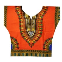 GenOne Kids Dashiki Shirt Unisex African Boys Girls Cotton Blouse One Size Orange Yellow