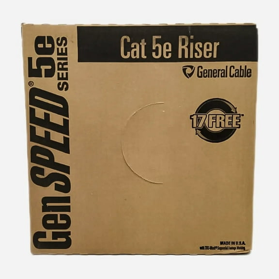 GenSpeed 5350 Cat5e 1000ft Ethernet Cable 24AWG Solid Copper Riser CMR White (Pull-Pac II)