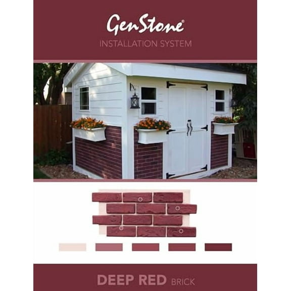 GenStone Faux Brick 90 Degree Outside Corner Panel 22.50" x 6.875" in Deep Red Brick Color for Do It Yourself Friendly Home Improvement Projects