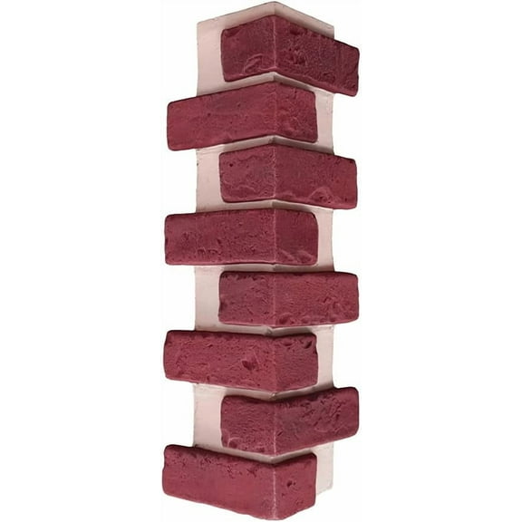 GenStone Faux Brick 90 Degree Outside Corner Panel 22.50" x 6.875" in Deep Red Brick Color for Do It Yourself Friendly Home Improvement Projects