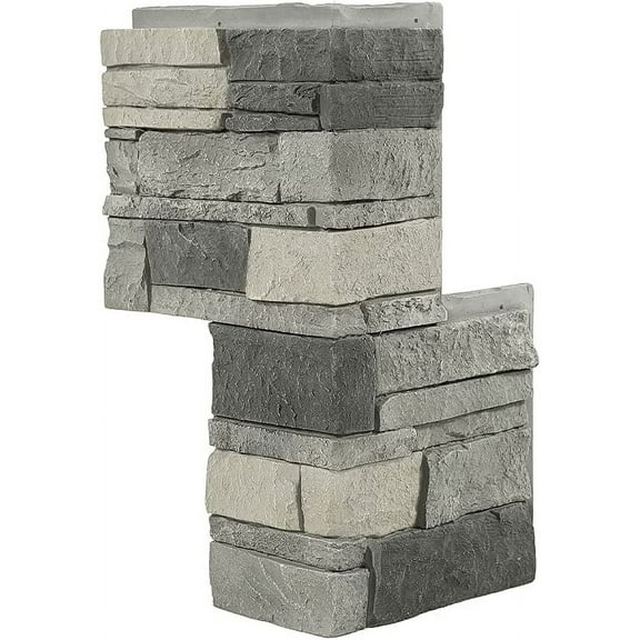 GenStone Faux Stacked Stone 90 Degree Outside Corner Panel 22.5" x 12" in Northern Slate Color for Do It Yourself Friendly Home Improvement Projects