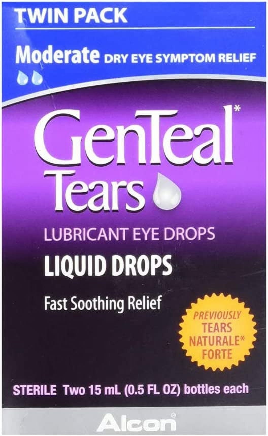 GenTeal Tears Lubricant Eye Drops Liquid Fast Soothing Relief Twin Pack 0.5oz, 6-Pack