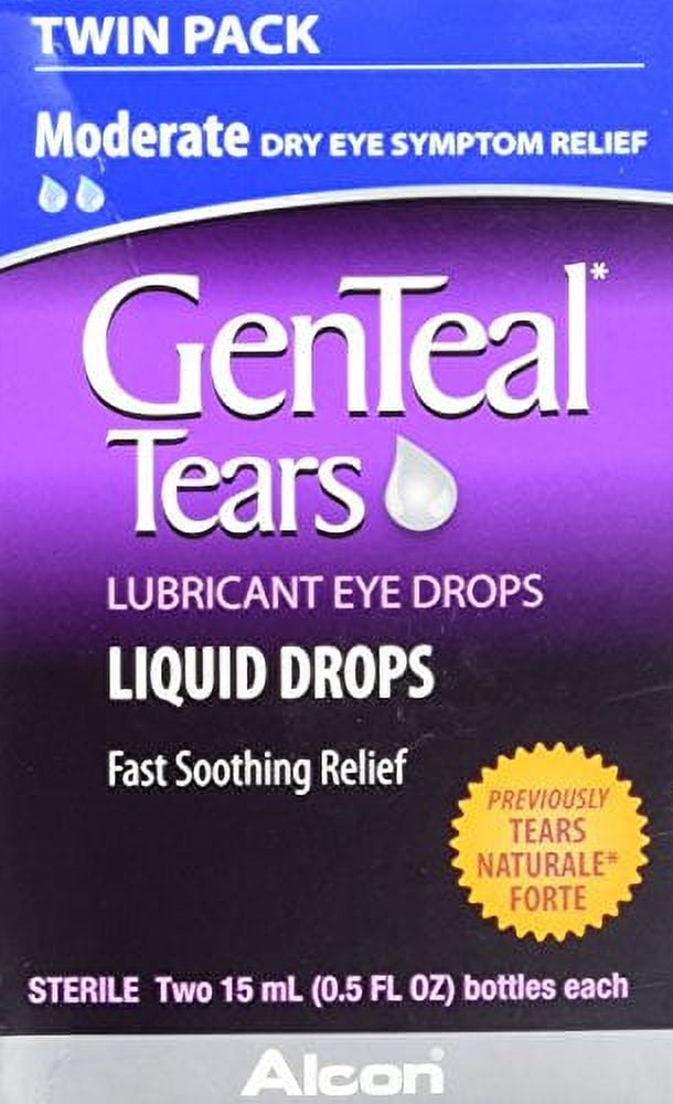 GenTeal Tears Lubricant Eye Drops, Moderate Liquid Drops, Twin Pack ,0.5 Fl Oz (Pack of 2