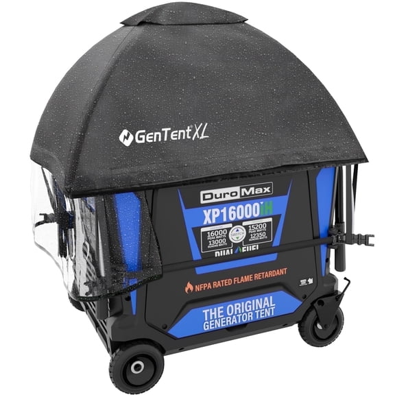 GenTent XL Inverter Kit - Running Cover for Fully Encased Generators - Flame Retardant, Waterproof Vinyl (Standard - Black) Generator Tent