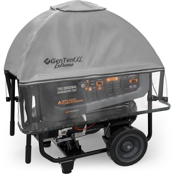 GenTent XL Open Frame Running Cover – Universal Kit for Extra Large Portable Generators - Flame Retardant, Waterproof Vinyl (Extreme - Grey) Generator Tent