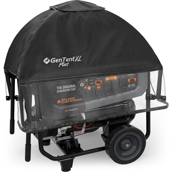 GenTent XL Open Frame Running Cover – Universal Kit for Extra Large Portable Generators - Flame Retardant, Waterproof Vinyl (Plus - Black) Generator Tent