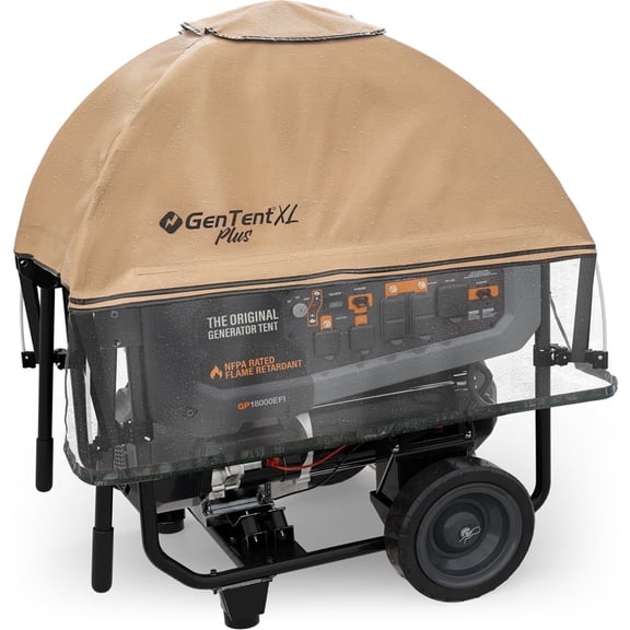 GenTent XL Open Frame Running Cover – Universal Kit for Extra Large Portable Generators - Flame Retardant, Waterproof Vinyl (Plus - Tan) Generator Tent