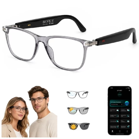 GenXenon AI Smart Glasses with Photochromic Lenses – 164 Languages Real-Time Translator,Open-Ear Speaker,Hands-Free Calling,IP68 Waterproof,UV Protection for Daily Wear