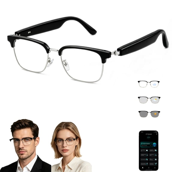 GenXenon AI Smart Glasses with Translation,AI Assistant,Bluetooth Audio,Voice Recording,Smart Notes,Photo Translator and IP54 Protection
