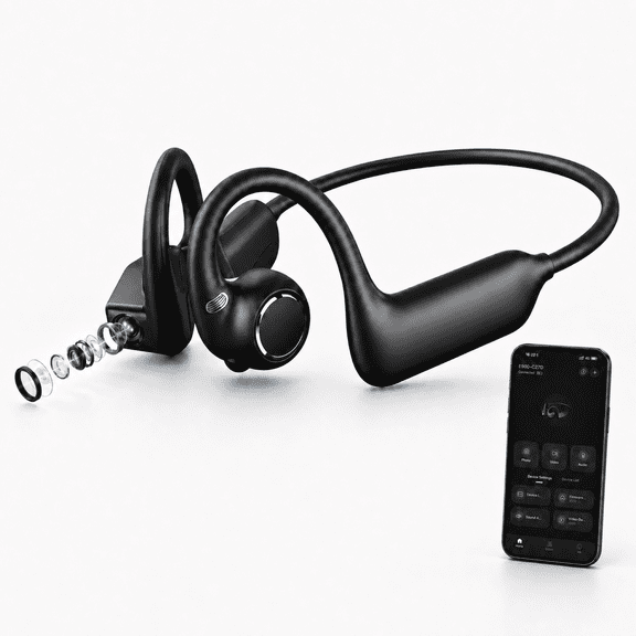 GenXenon Open Ear Headphones with 8MP HD Camera, Bluetooth 6.0,Wireless Earbuds Hi-Fi Stereo Running Earphones IP54 Waterproof AI Voice Assistant Headset for Sports/Workout
