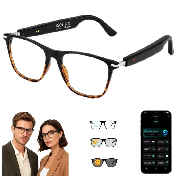 GenXenon Smart AI Glasses with Photochromic Lenses for Men Women – Bluetooth Audio,Voice Control,Blue Light Blocking,Magnetic Charging,Long Battery Life for Work Travel