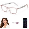 thumbnail image 1 of Genxenon Bluetooth AI Glasses,No-Subscription AI Translation,Free App Powered By Chatgpt,Real-Time Translation,AI Voice Assistant,Photochromic Purple Sunglasses,Pink Rectangle for Women, 1 of 11