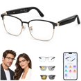thumbnail image 1 of GenXenon Bluetooth AI Glasses,No-Subscription AI Translation,Free App,Photochromic Daily Wear,Open Bluetooth Audio,Gold Half Frame Unisex,Suitable for Meetings and Offices, 1 of 10