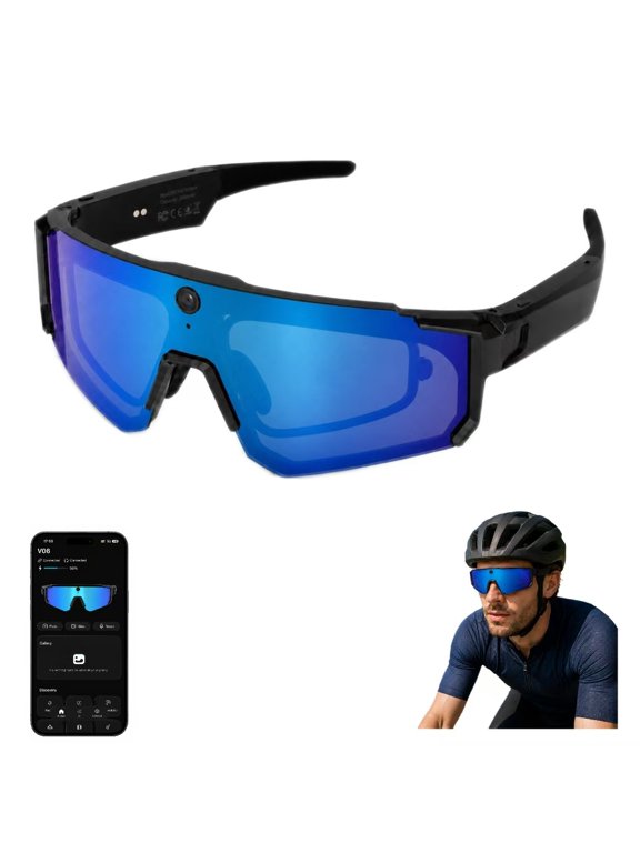 Sports Camera Glasses for Everyday Wear,8MP/1200P,Cycling Glasses,Free App Powered By ChatGPT,Wifi-4,Light Sport Lenses,Windproof Sports Glasses Frame,Suitable for Cycling and Outdoor