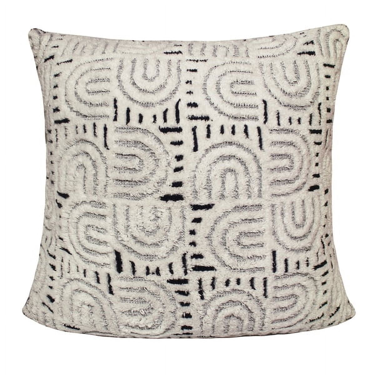Geometric Black and White Cotton Blend Throw Pillow