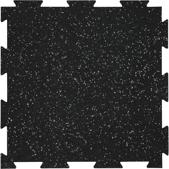 Genaflex Lite Rubber 8mm Interlocking Tiles for Gym Flooring, Exercise Equipment, Exercise Areas - 20" X 20" (Grey/Black, 1 Tile - 2.7 Sq. Ft.)