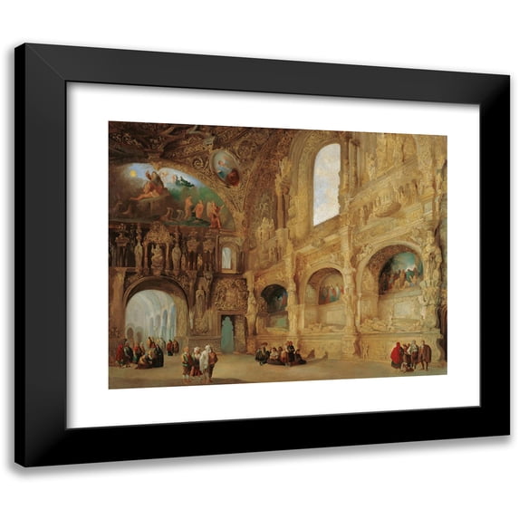 Genaro Pérez Villaamil 18x15 Black Modern Framed Museum Art Print Titled - The Benavente Chapel at Medina De Rioseco (1842)