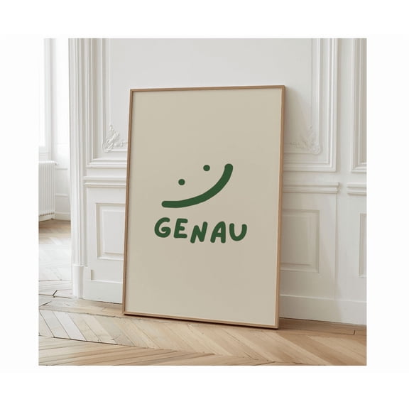 Genau Poster Beige & Green German Quote Typography Art Home Decor Office Wall Art