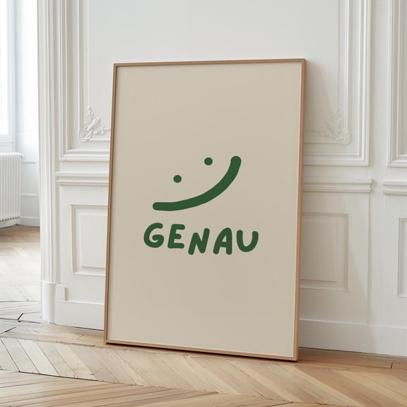 Genau Print, Beige & Green German Quote Typography Art Home Decor #2365, 8x12 UNFRAMED