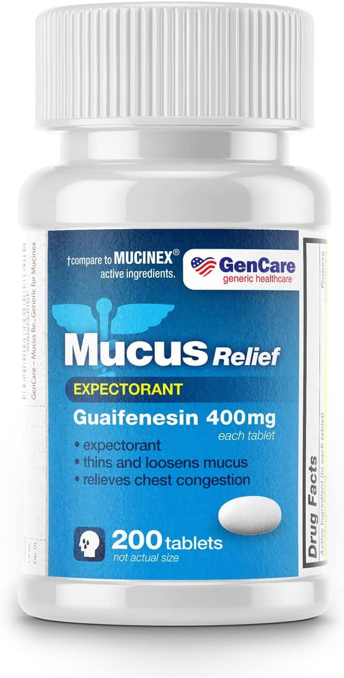 GenCare Mucus Relief Expectorant (Guaifenesin) 400 mg (200 Tablets