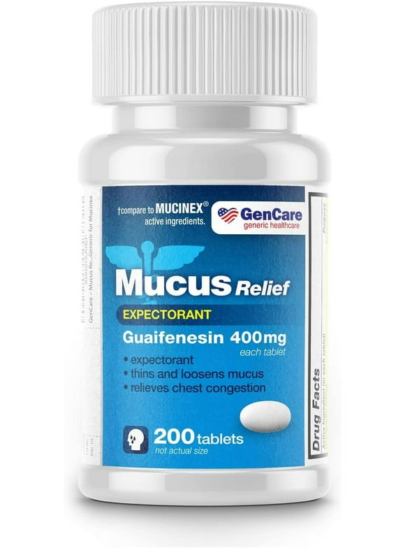 Gencare - Mucus Relief Expectorant Guaifenesin 400 mg (200 Tablets) | Helps Congestion