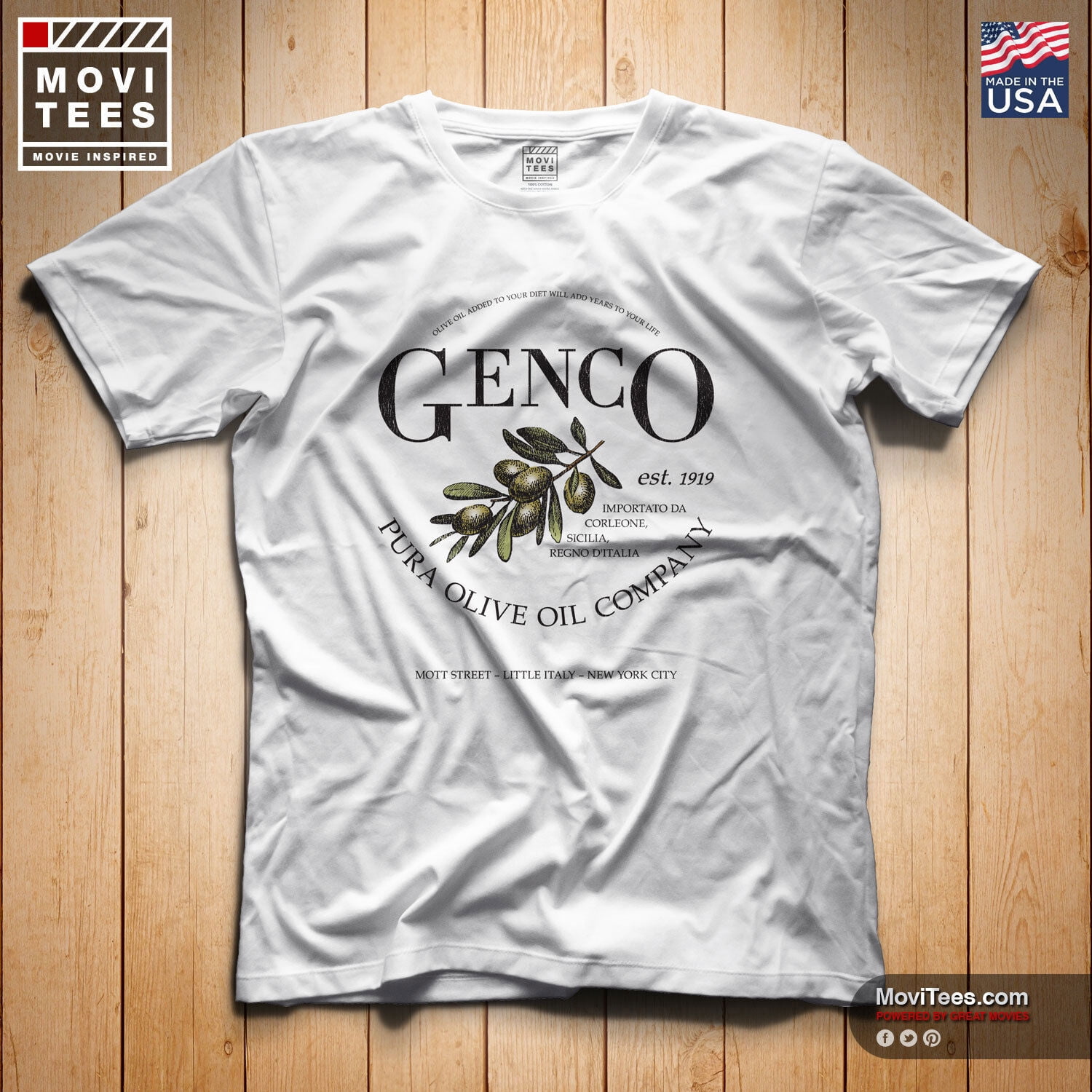 Genco Pura Olive Oil Co TShirt 100 Cotton The Godfather Inspired Fan