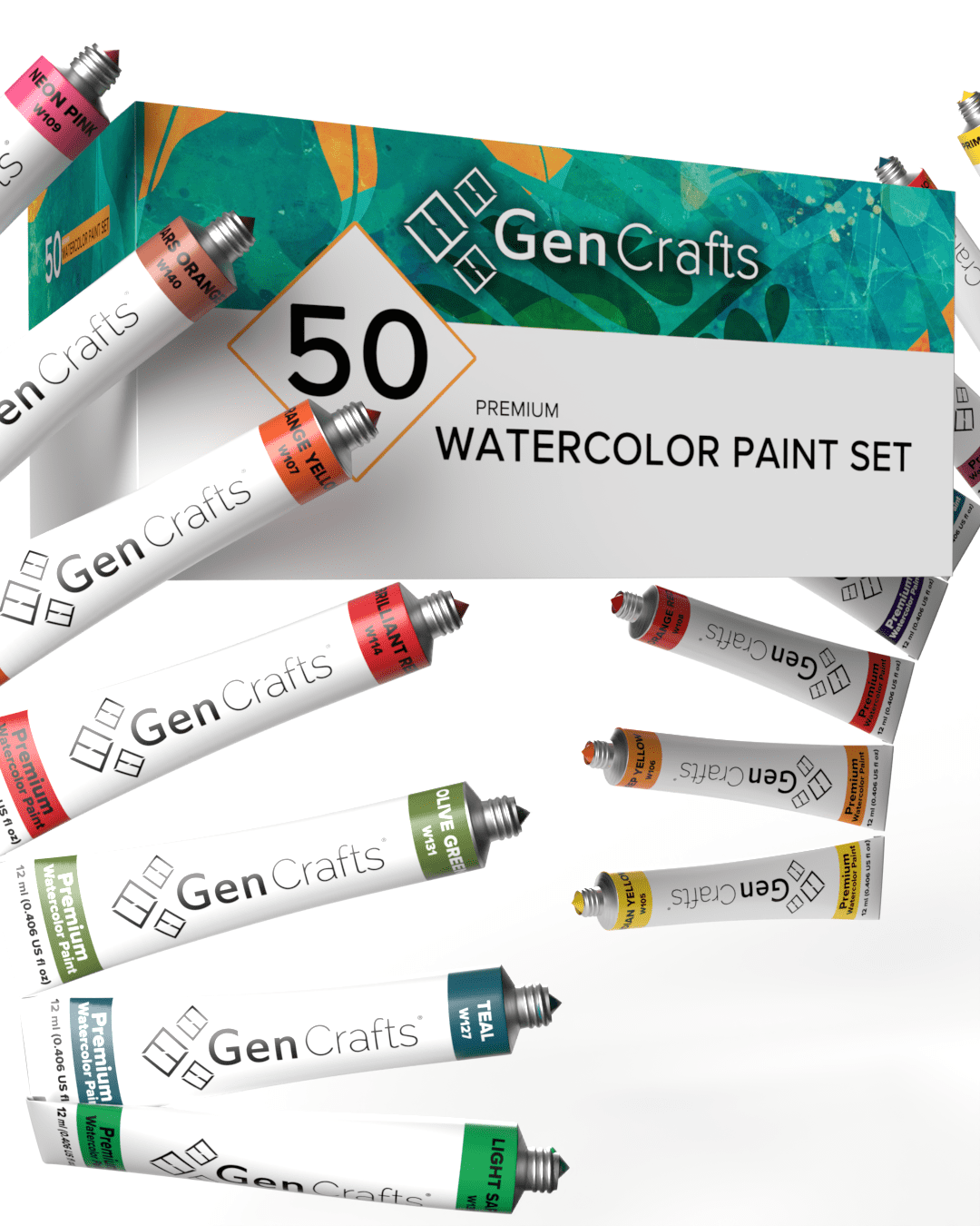 Gencrafts Professional Art Pack Watercolor Paint Tubes Set of 50