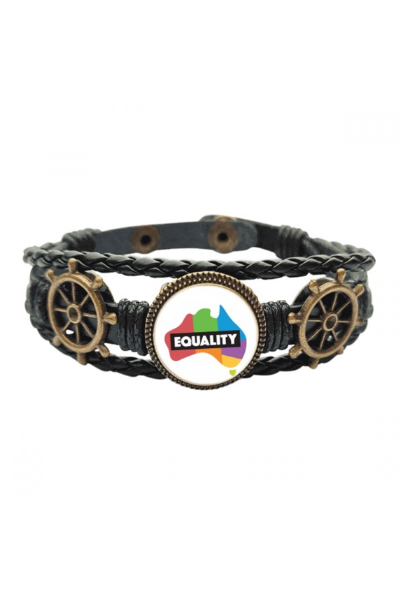 Gender Difference Australian Rainbow Equality Leather Braided Ocean Bracelet Wristband