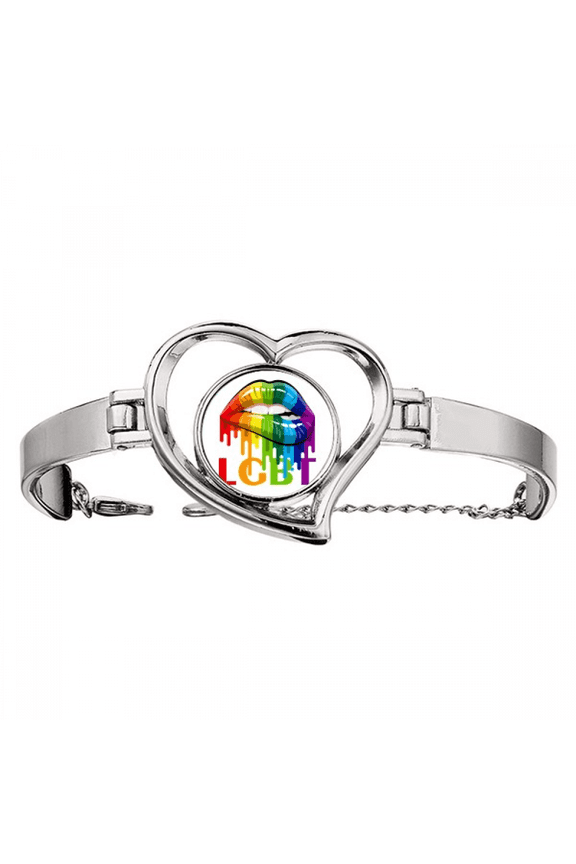 Gender Differentiation Identity Rainbow Equality Bracelet Heart Jewelry Wire Bangle