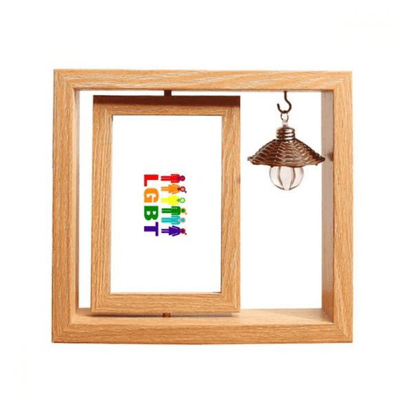 Gender Differentiation Identity Rainbow Men Women Wooden Rotating Picture Photo Frame 4x6