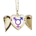 thumbnail image 1 of Gender Identity Rainbow Equality Folded Wings Peach Heart Pendant Necklace, 1 of 4