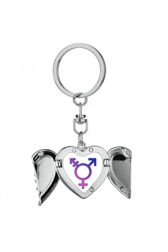 Gender Identity Rainbow Equality Heart Angel Wing Key Chain Holder