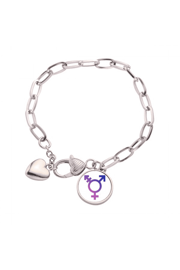 Gender Identity Rainbow Equality Heart Chain Bracelet Jewelry Charm Fashion