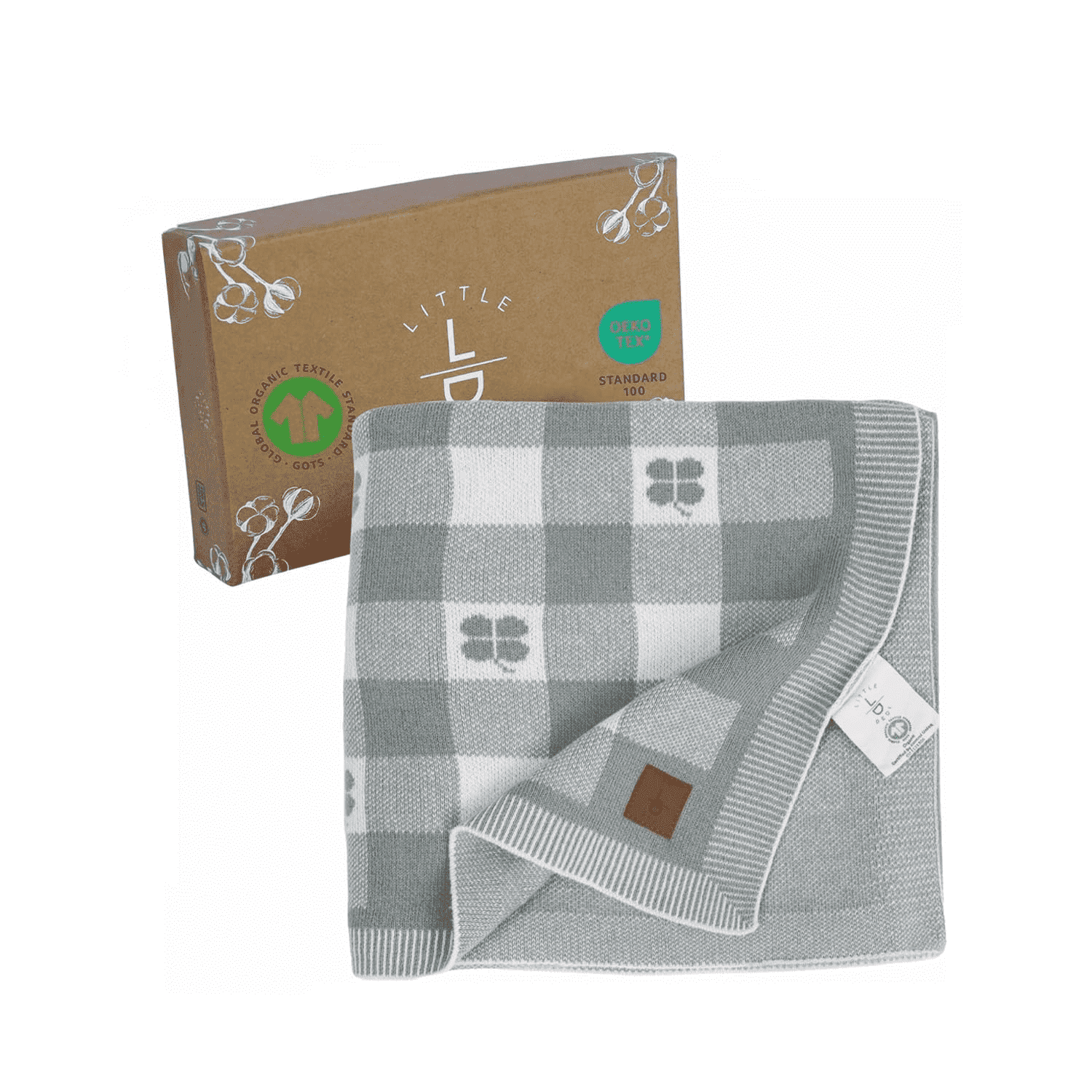 Gender-Neutral Baby Blanket, Four-Leaf Clover– 100% Organic GOTS Certified Cotton, 30x40 Inches, Soft and Lightweight, Perfect for Swaddling