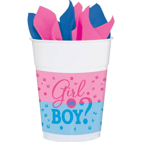 Gender Reveal 16oz Plastic Cups (25 Count)