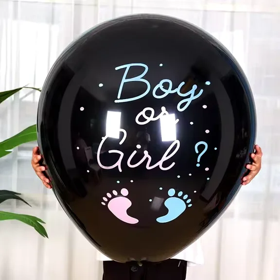 Gender Reveal 2 Ballons Latex Set, Party Black 36 Inches Boy Or Girl