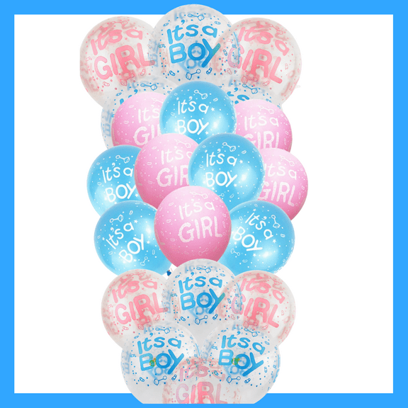 Gender Reveal Baby Latex Balloons, 20 Pack