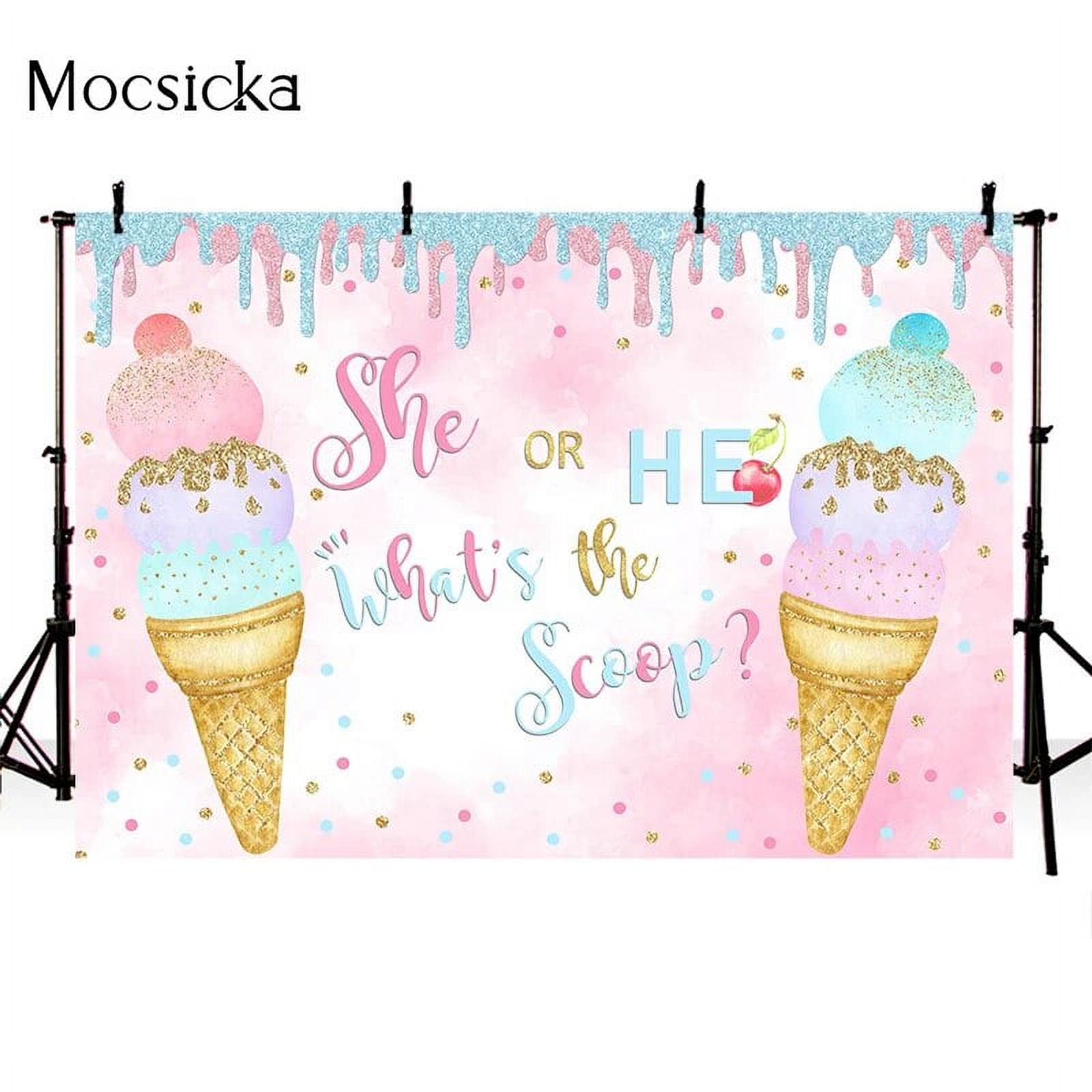 9x6ft Gender Reveal Backdrop - Pink Blue Bear Floral Balloon Photo Booth Background Vinyl