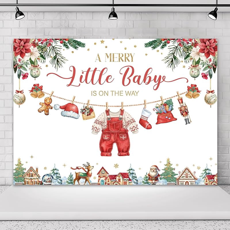 Omifly Gender Reveal 7'Wx5'H Backdrop For Photography Baby