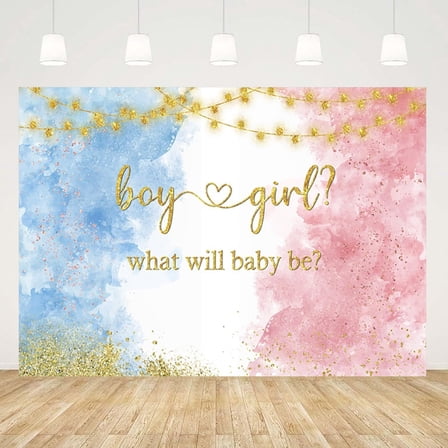 Gender Reveal Backdrop What Will Baby Be Photography Background Pink and Blue Boy Or Girl Watercolor Baby Shower Party Decorations Banner Supplies Photo Booth Props