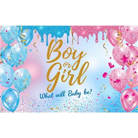 Gender Reveal Background “Boy or Girl” Backdrop Blue Pink Gender Reveal Party What Will Baby Be Banner Baby Shower Photography Photo Booth