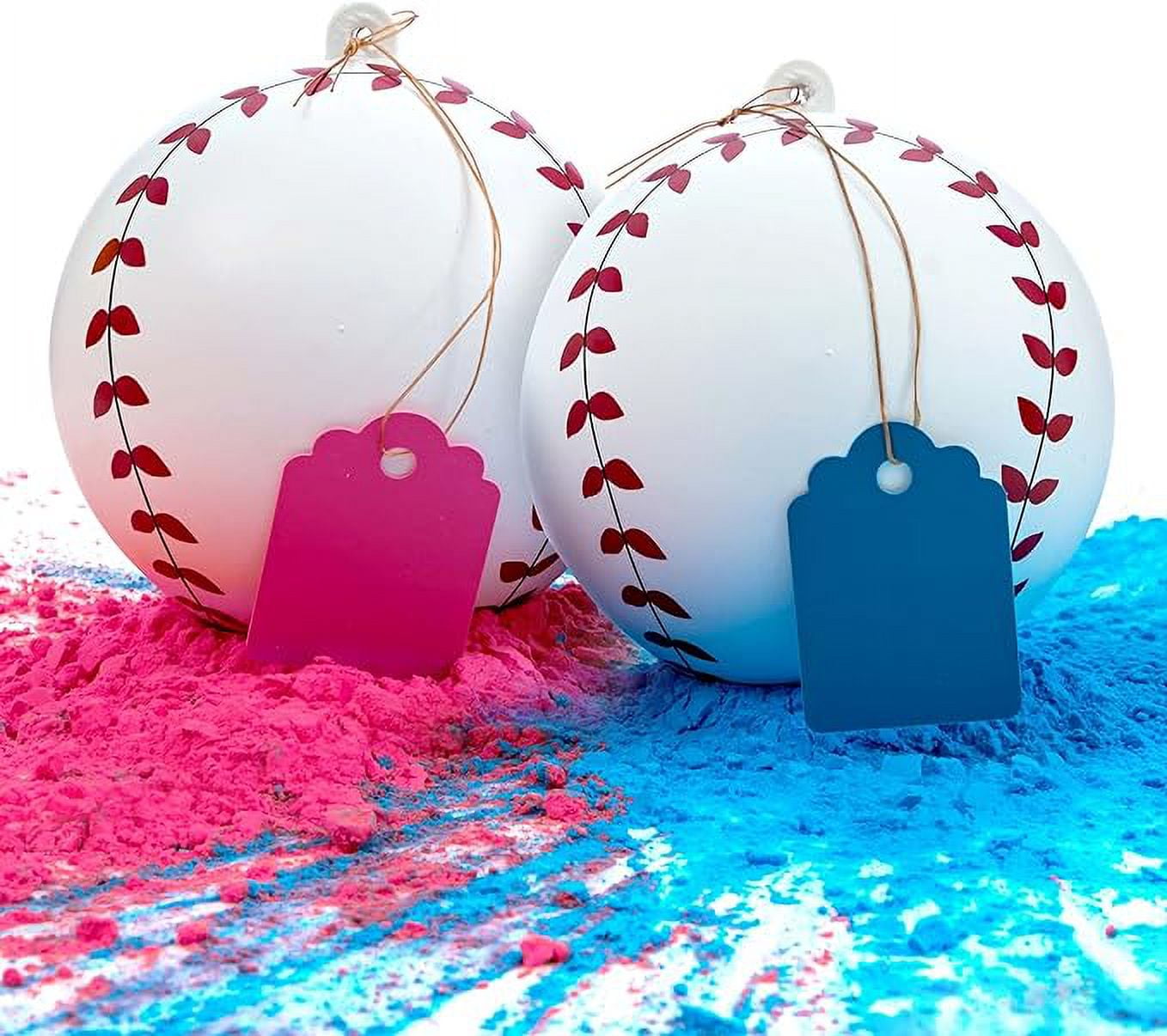 Gender Reveal Baseball Set (1 Blue Ball, 1 Pink Ball) Exploding with